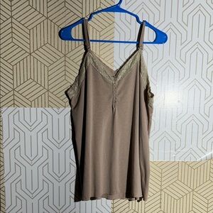 POL Tan Lace Trim Camisole